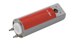 A grey casing surrounding a red x-ray tube